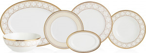 10657441 Noritake Сервиз столовый Noritake Трефолио,золотой кант на 6 персон, 21 предмет