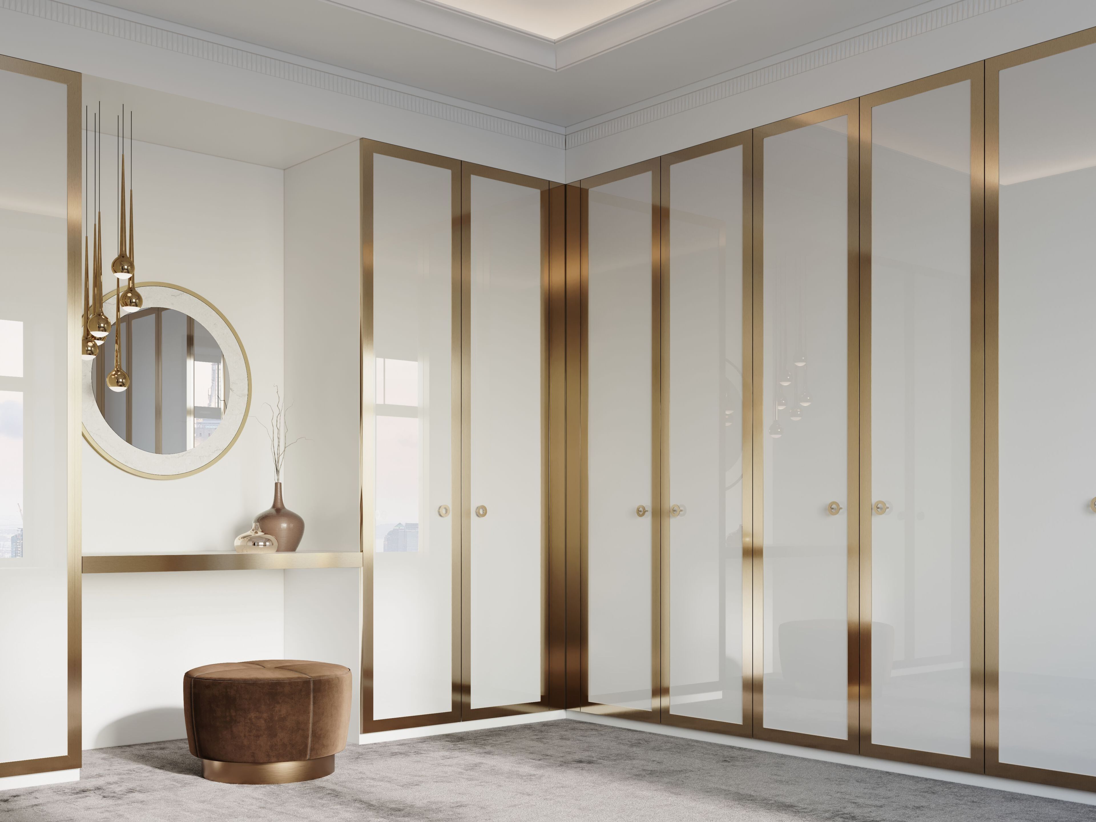 Деревянная секционная гардеробная с интегрированным освещением на заказ EUPHORIA FIX ARCH-00094056