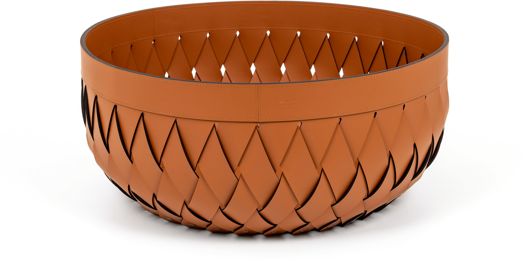 Большая корзина Canaria - Ø 60XH30 см / регенерированная кожа_темно-синий