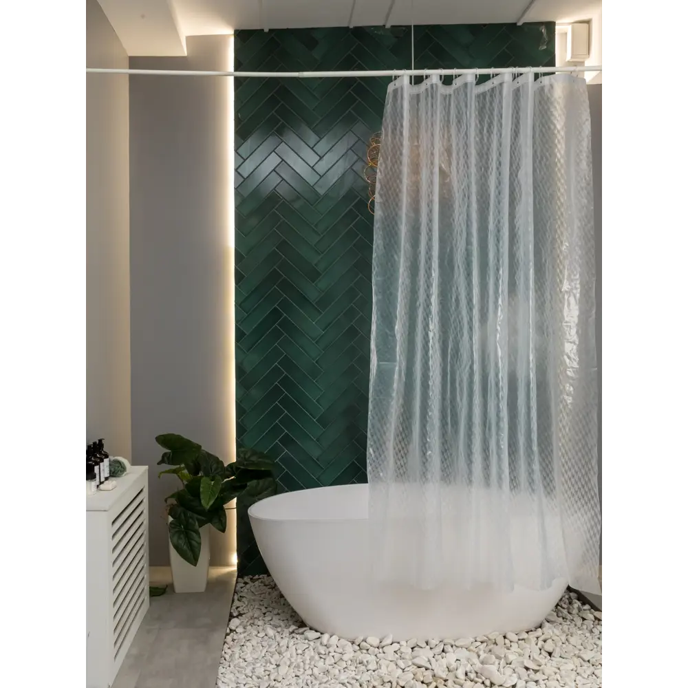 Штора для ванной с кольцами Swensa Slip 3D 180x195 см EVA цвет прозрачный 89375645 STLM-2171505