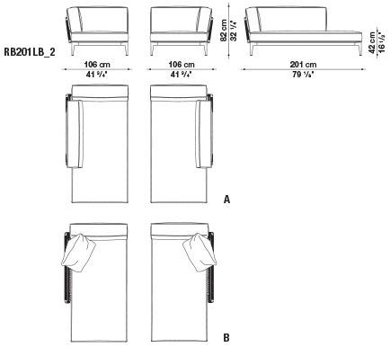 B&B Italia Outdoor Садовый лежак из ткани Ribes sun-id-1476475 - Вид №12