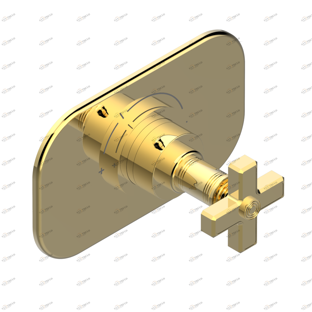 U9A-5100B Ручка регулировки для термостата THG, арт.5100A 1/2" и 5200A 3/4" Thg-paris West Coast с металлическими ручками-крестиками Покрытие PVD золотистый цвет U9A 5100B CAT.F