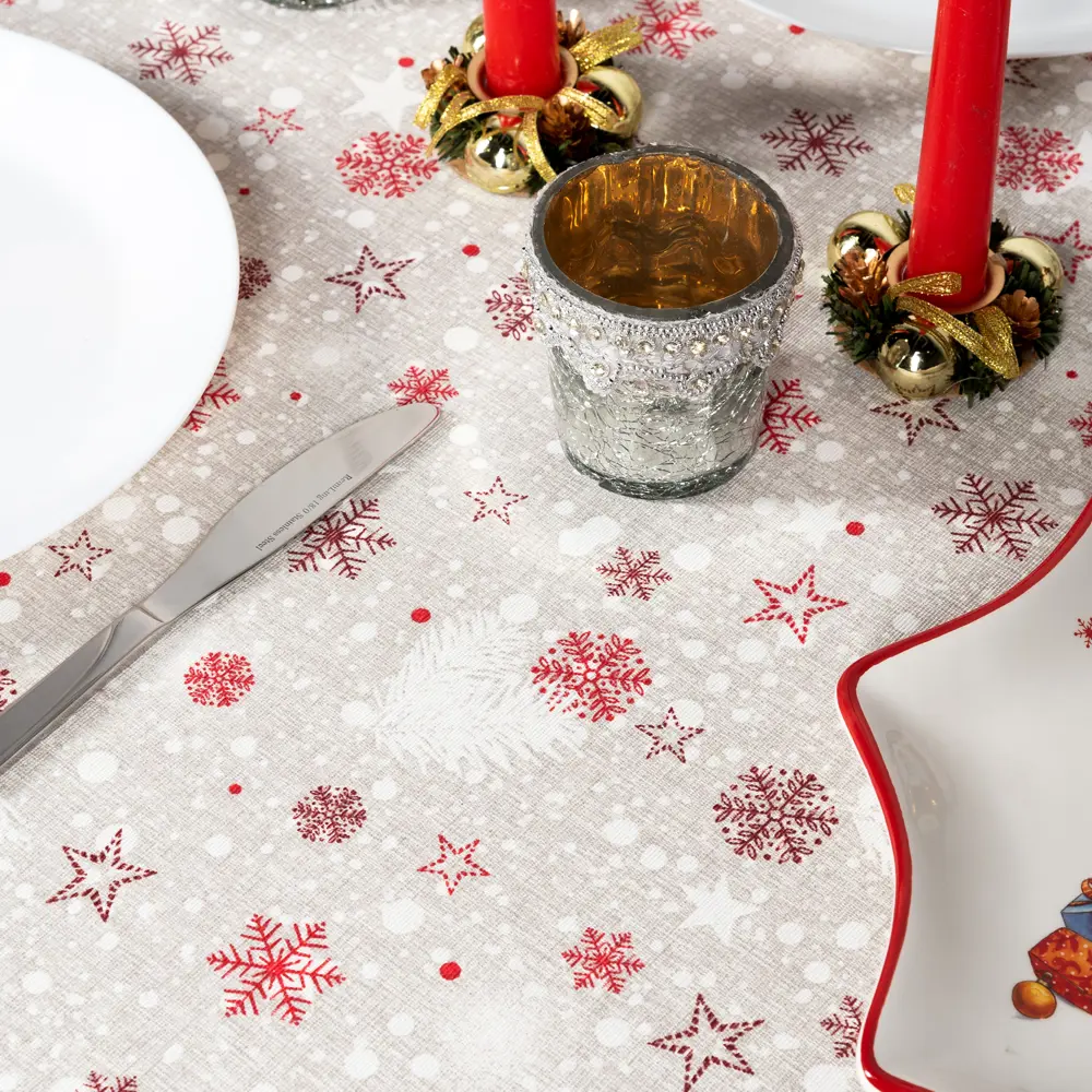 Скатерть "Снежинки", прямоугольная, 136x170 см, цвет серый Altali STLM-2117034 - Вид №6
