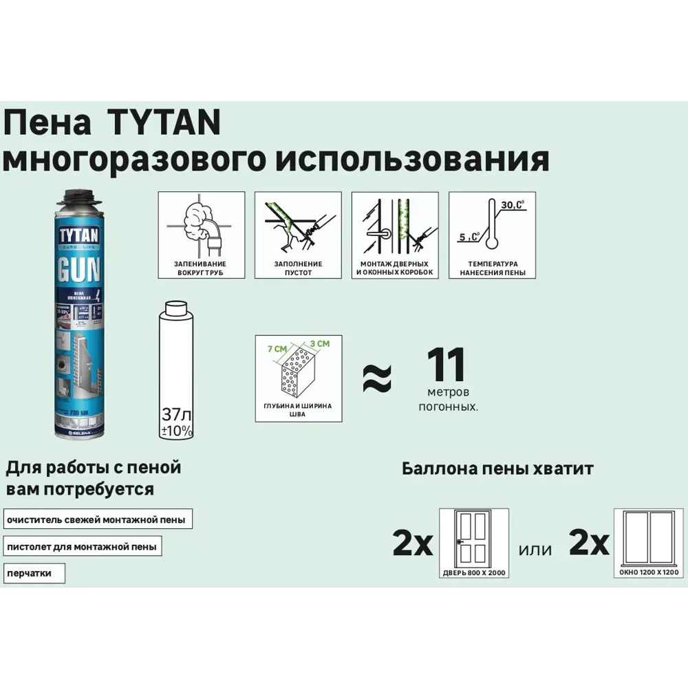 Пена монтажная профессиональная Tytan Gun 37 летняя 730 мл STLM-2123031 - Вид №4