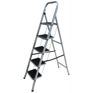 Стремянка стальная Zalger 5 ступеней, с резиновым ковриком