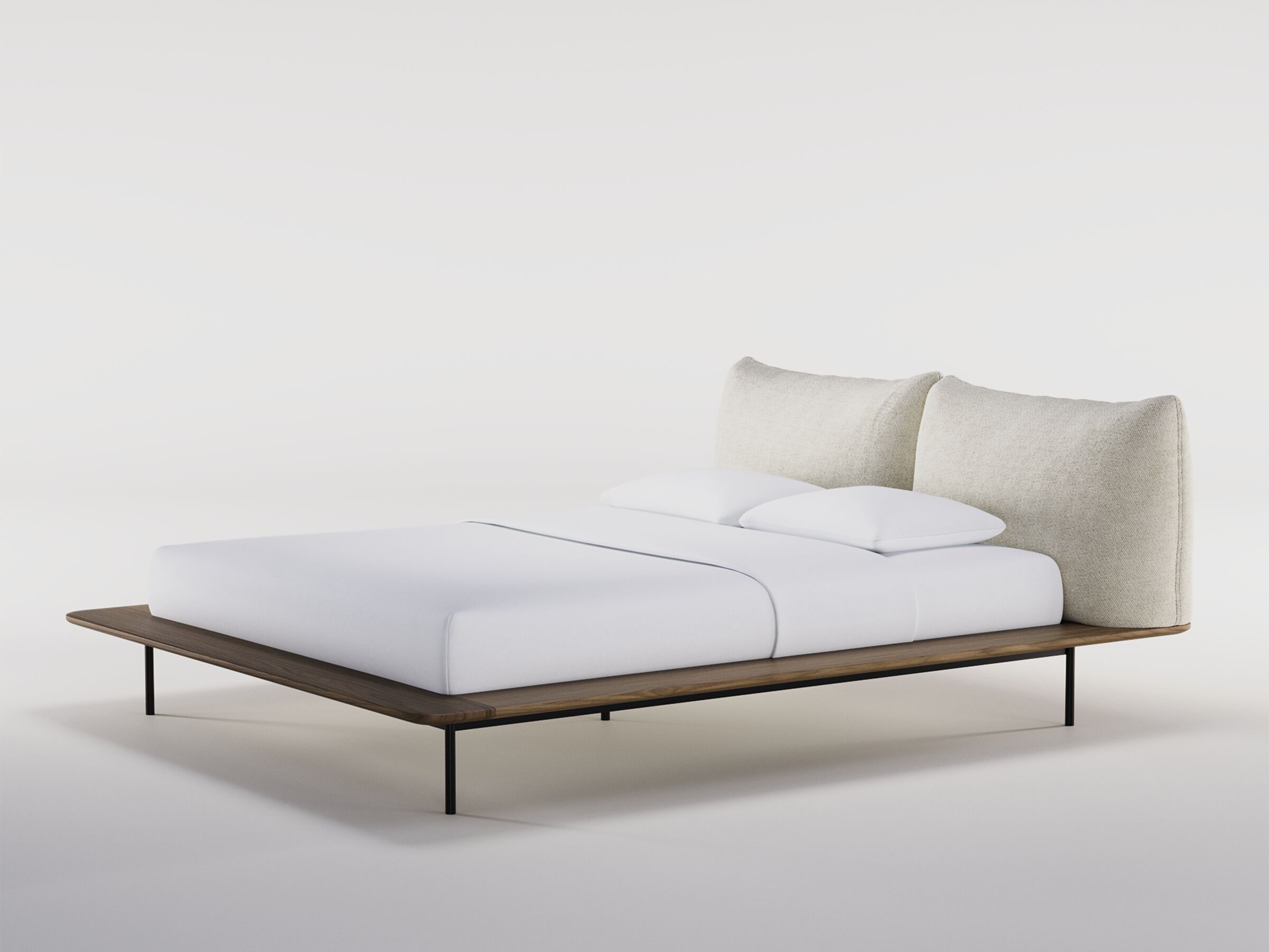 Двуспальная кровать из грецкого ореха с мягким изголовьем Wewood PLATFORM ARCH-00032088