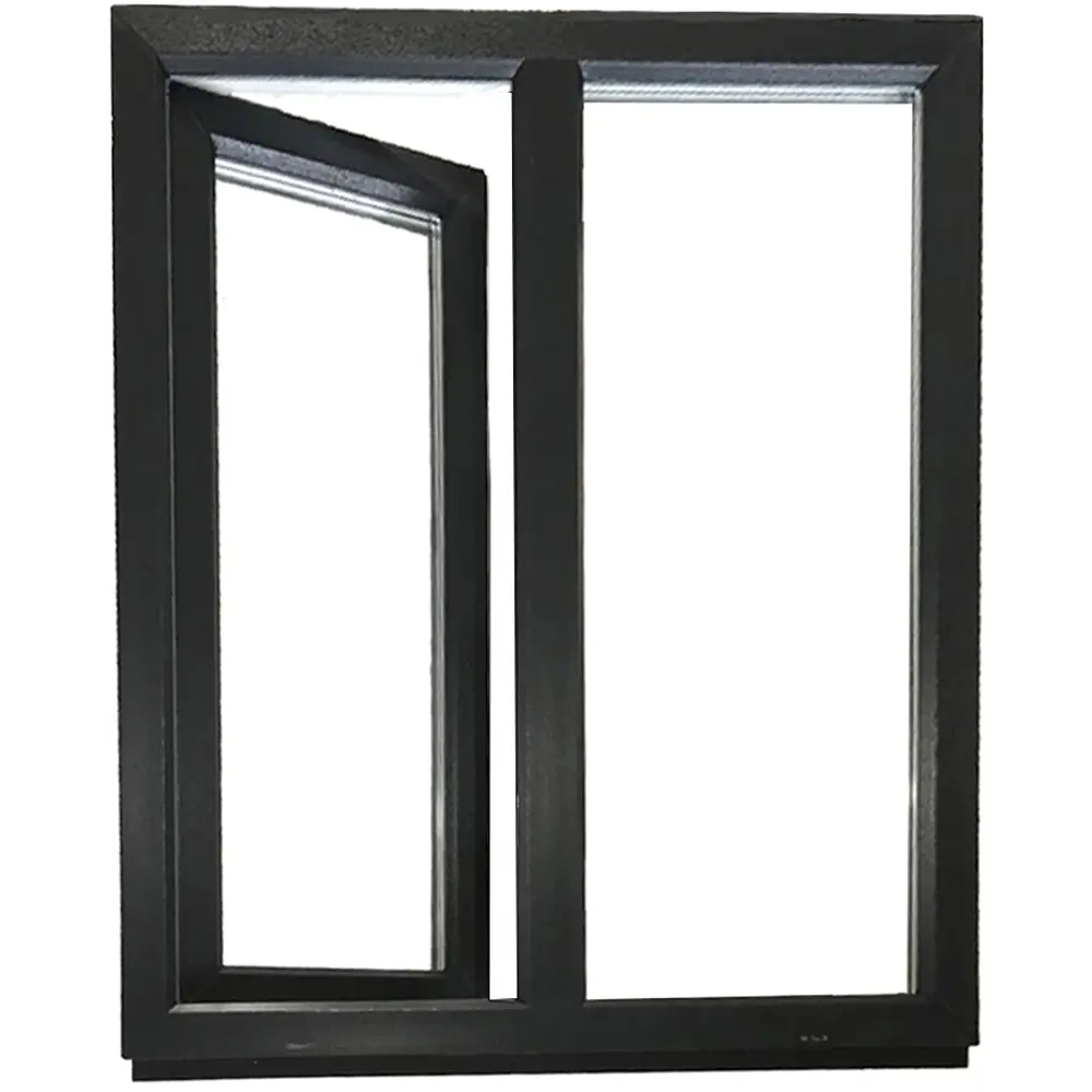 Пластиковое окно ПВХ Deceuninck двустворчатое 1300x1200 мм (ВхШ) двухкамерный стеклопакет белый/антрацит STLM-2011683