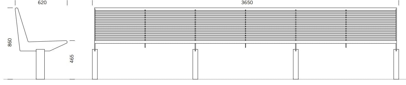 Скамья из нержавеющей стали со спинкой BENKERT BANKE Siardo ARCH-00125402 - Вид №2