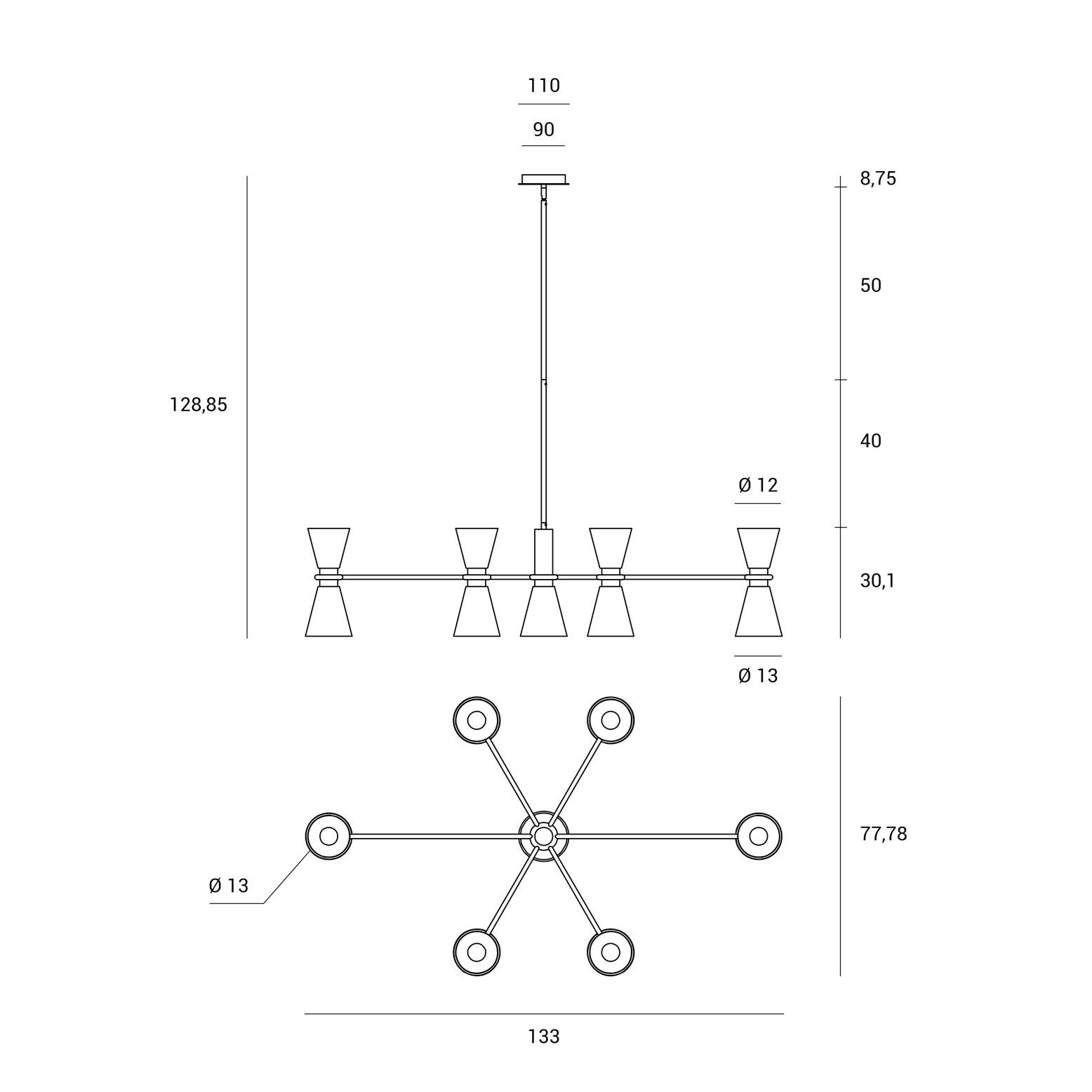 Окрашенная металлическая люстра Miloox Grail ARCH-00149345 - Вид №2
