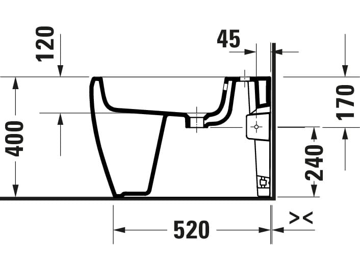 Керамическое напольное биде с переливом Duravit Qatego ARCH-00066145 - Вид №5