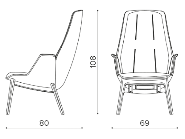 HV 9094 high backrest armchair with 4 legs wooden base True Design Hive - Вид №1