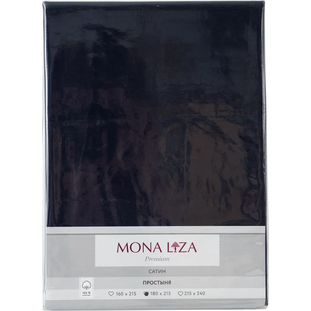 Простыня двуспальная Mona Liza Premium, 215x180 см, сатин, цвет тёмно-синий 82493886 STLM-2091901 Santreyd  - Вид №2