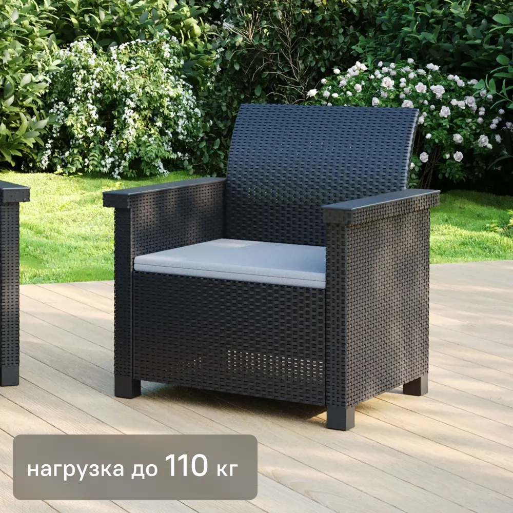 Кресло садовое Naterial Basegi полипропилен цвет темно-серый STLM-2182803