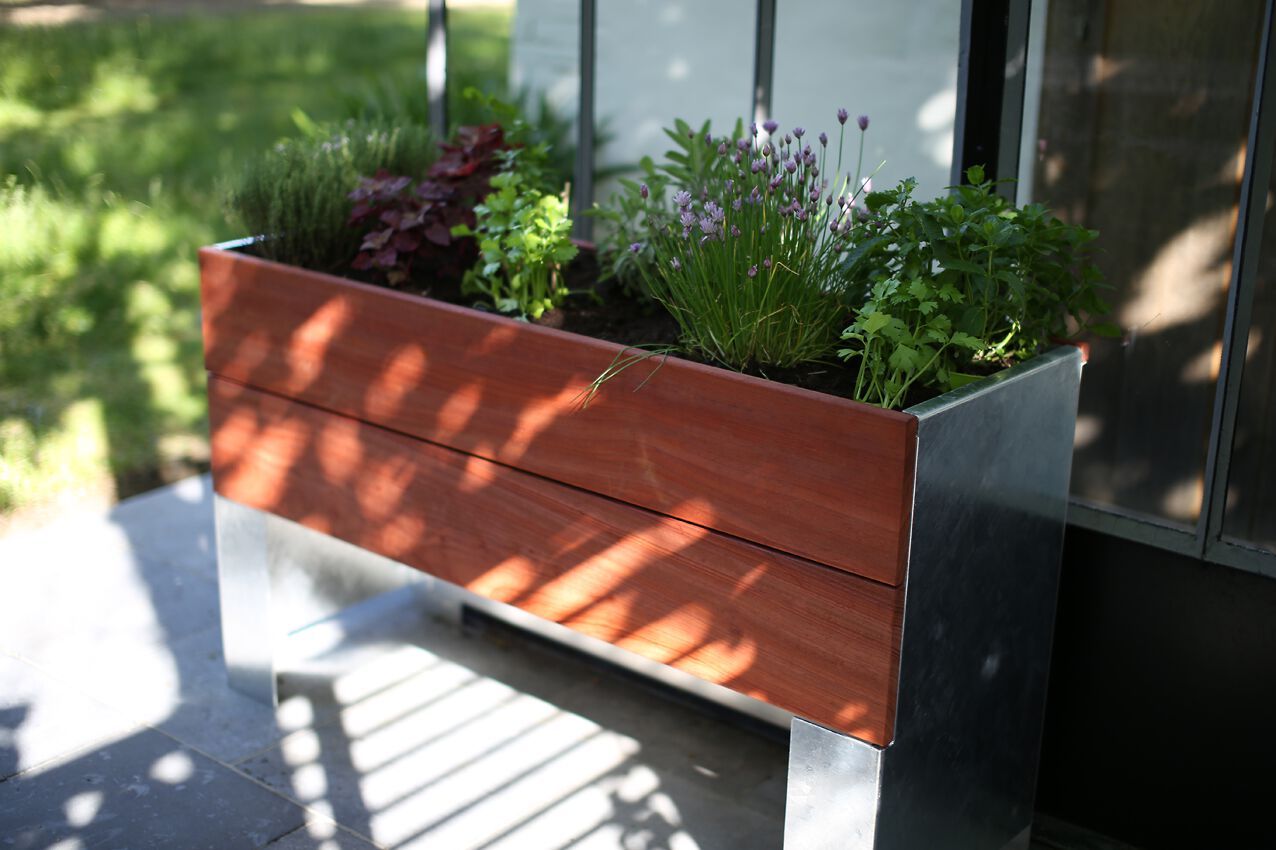 Прямоугольная алюминиевая и деревянная плантатор TRADEWINDS 1/2 CULT ARCH-00110345 - Вид №4