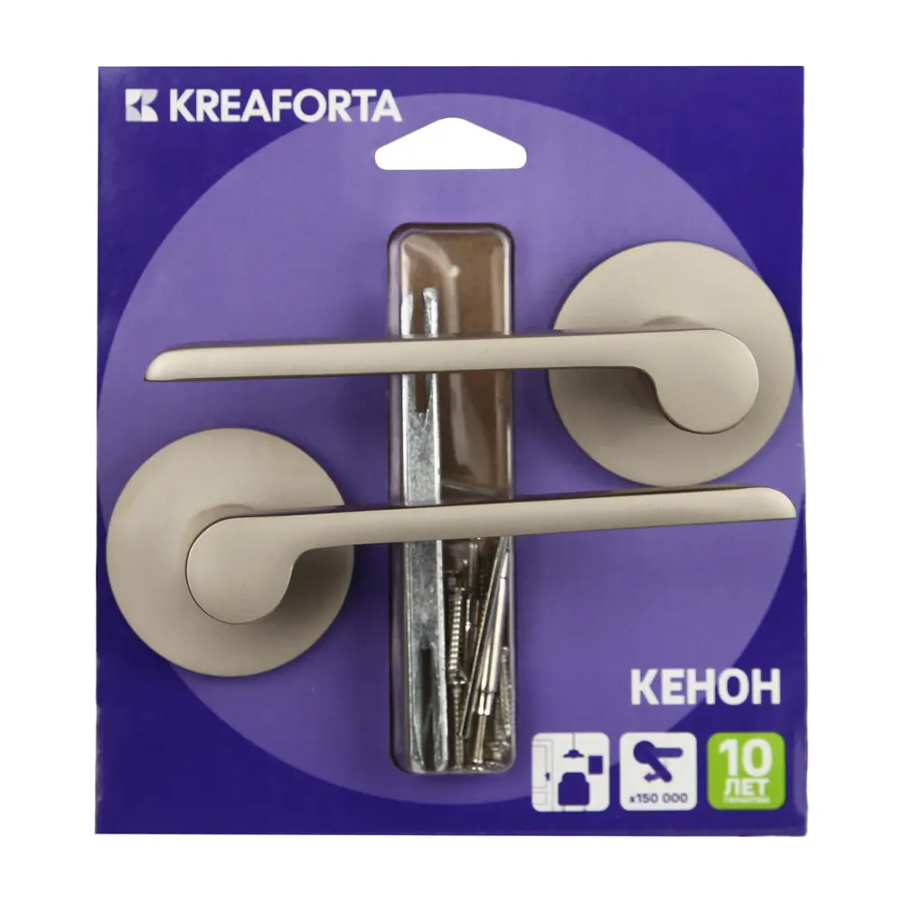 Дверная ручка на розетке KREAFORTA Кенон без запирания цвет никель 89450146 STLM-2095020  - Вид №3