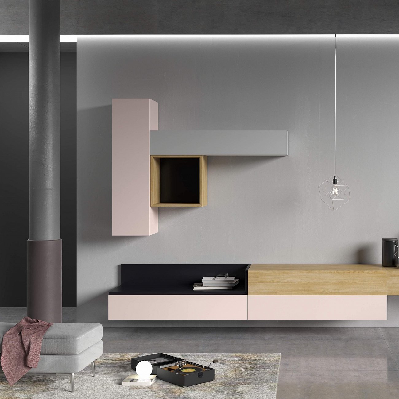 Тумба под телевизор бежево-белая Under BRAGIN DESIGN MARK 00-3974632 Бежевый;белый  - Вид №1