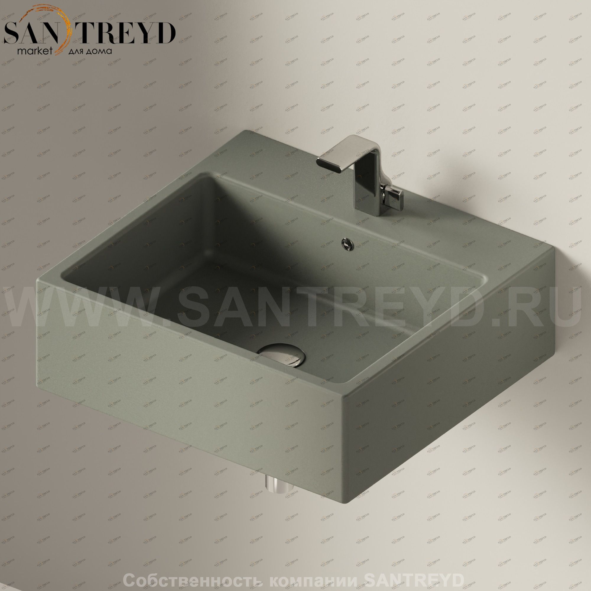 5052.7037 Подвесная раковина настенная прямоугольная Ceramica Flaminia Acquagrande серая