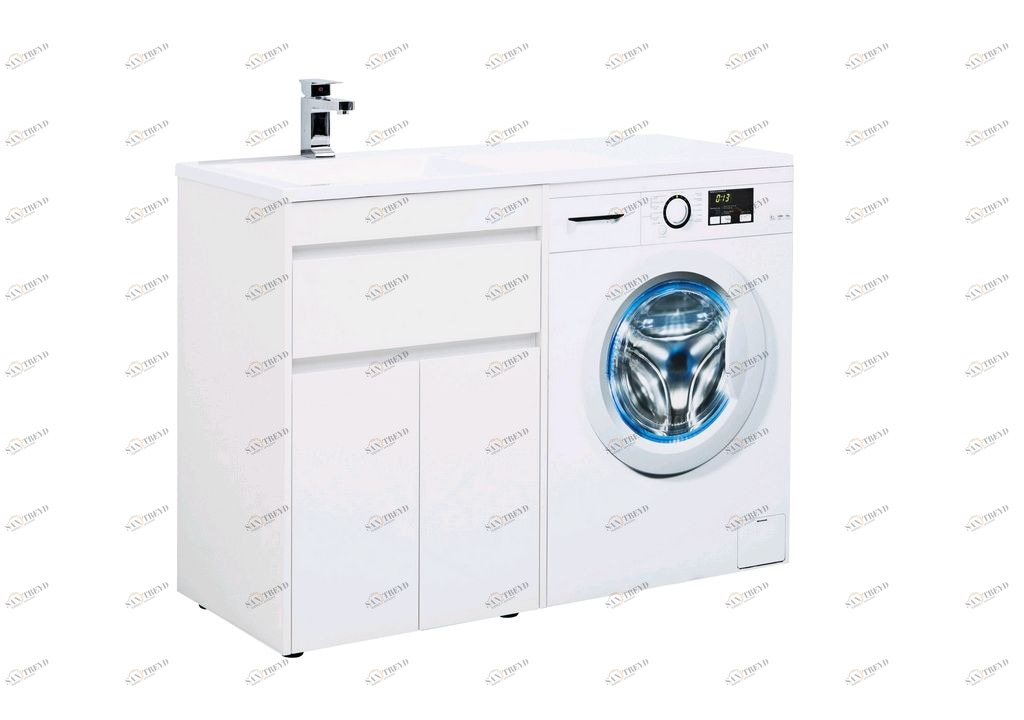 Тумба с раковиной Aquanet Токио 120 L белый (напольная, 1 ящик, 2 дверцы) 0023774500235499