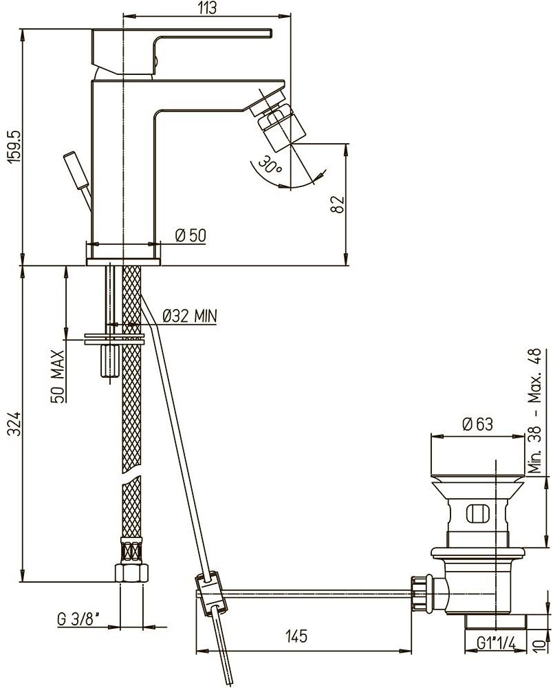 Paini Dax 84CR306RKM смеситель для биде  - Вид №2