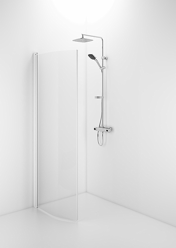 58900080 Гнутая дверь IFO Space SBVK, белые лакированные профили, прозрачное стекло с профилем ручки, SBVK 900 - Вид №1