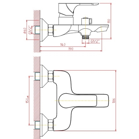 Orange Aristo M19-100b черный однорычажный ванно-душевой смеситель sun-id-1516777 - Вид №3