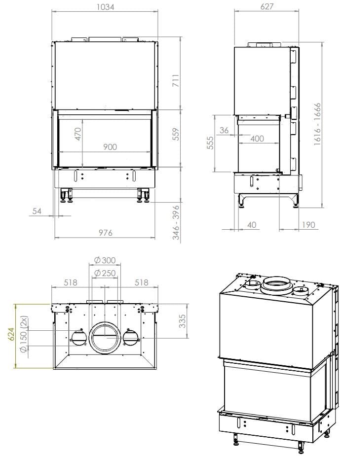 Дровяной камин с тройным фасадом KALFIRE W90/47S ARCH-00053619 - Вид №6
