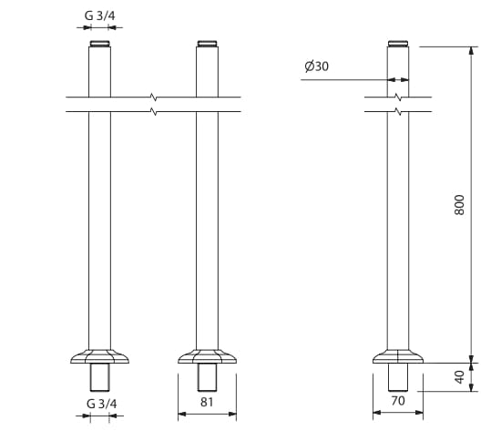 Напольный смеситель для ванны с отдельными розетками Park Avenue Crowe ARCH-00029266 - Вид №4