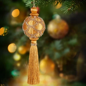 89381674 Украшение елочное «Кисть», 24x6 см, цвет золотой STLM-1412987