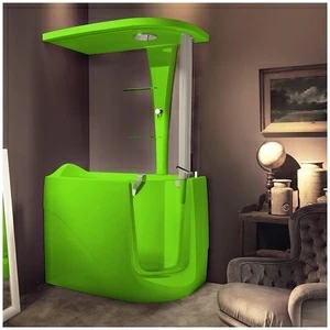 Ванна с кабиной GRUPPO TREESSE GEN-X STD-V3317|B3311-SX салатовая угловая сидячая с дверью левосторонняя