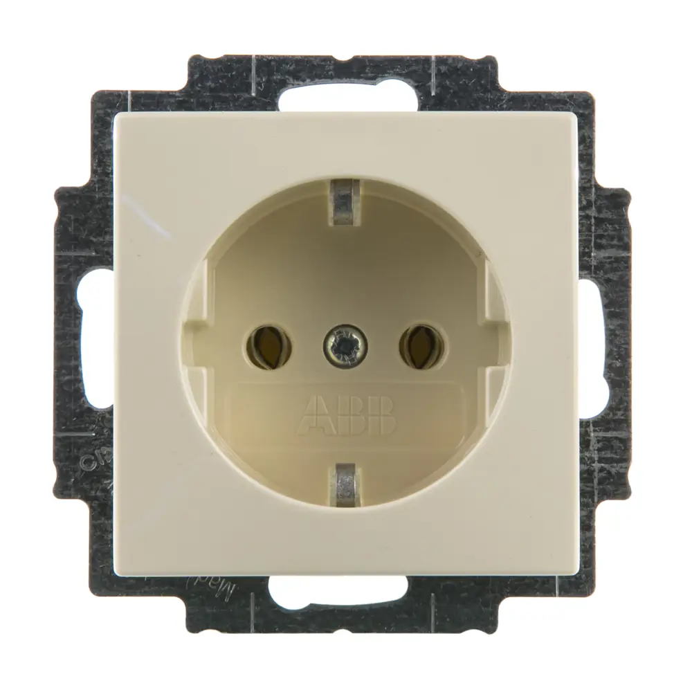Розетка встраиваемая ABB Basic 55 с заземлением, цвет бежевый 13595824 STLM-2176845