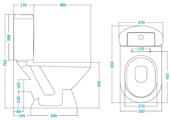 101676 Компакт унитаз с бачком Белый SANTEK  Россия  - Вид №1