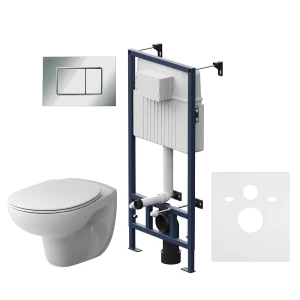 Комплект инсталляция с унитазом AM.PM Sense FlashClean с кнопкой цвет хром