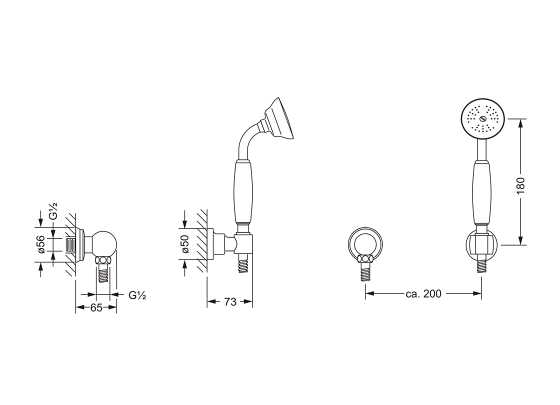 Душевой гарнитур для настенного монтажа JOERGER Delphi Deco 109.13.200.000 - Вид №1