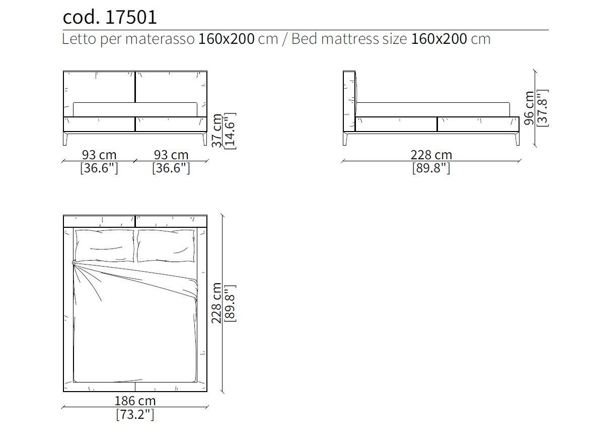 Тканевая кровать с мягким изголовьем Frigerio Taylor ARCH-00091819 - Вид №6