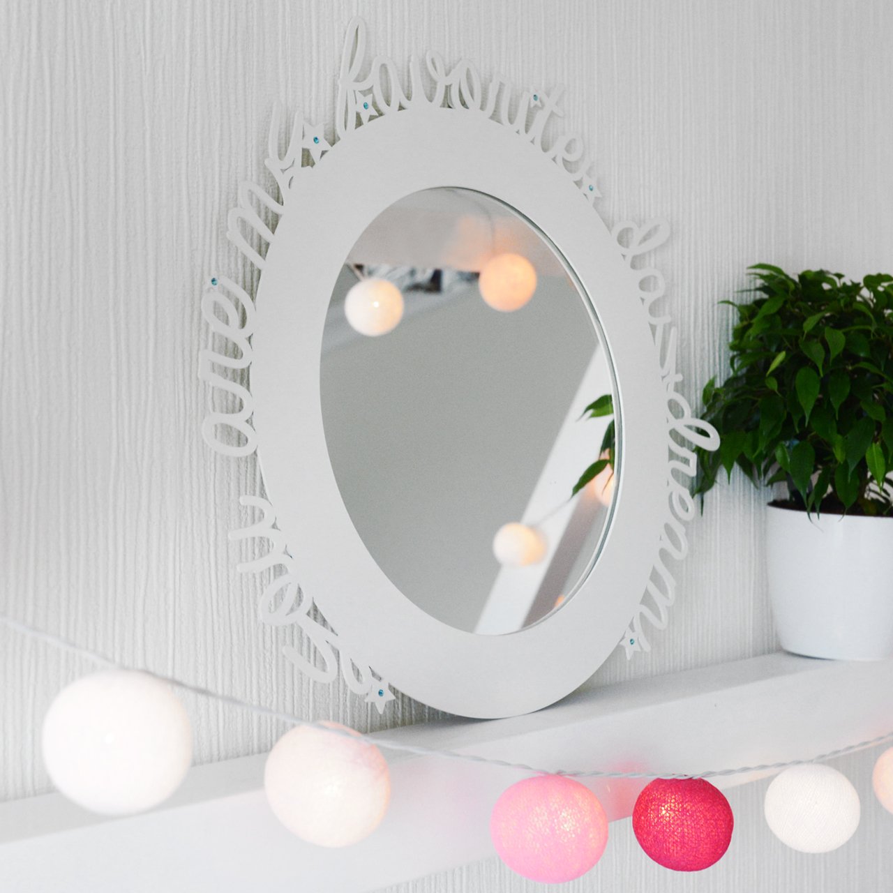 Зеркало белое круглое в раме с надписью Daydream BONESSI НАСТЕННОЕ ЗЕРКАЛО 049451 Белый  - Вид №5