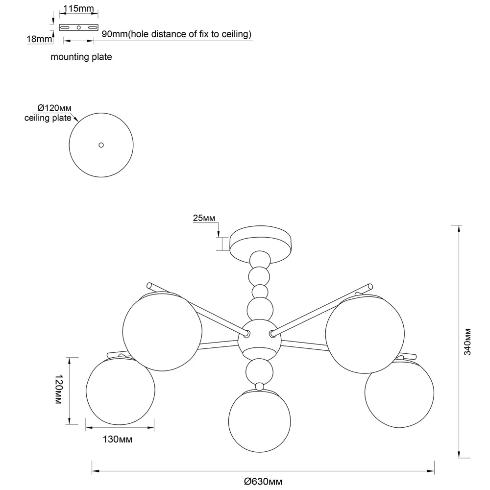 Люстра подвесная Opulence 5 ламп 10 м² цвет хром Escada STLM-2172756 - Вид №8