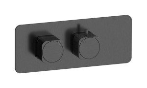 Комплект термостатической пластины и ручек Corallo, односторонняя горизонтальная прямоугольная пластина WE ARE IB eua126csneo_2 Brushed Black Chrome Aqua