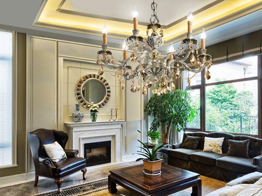 Possoni Illuminazione Антикварная люстра из белого / золота с кристаллами swarovski® Veronique 796/6-sw/gs  - Вид №1