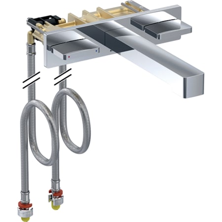 116.463.21.1 Смеситель для раковины Geberit ONE прямоугольного исполнения, настенный монтаж, смеситель двухручковый, для функционального блока скрытого монтажа Geberit 