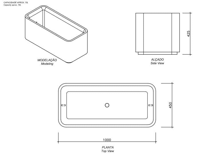 Прямоугольная бетонная плантатор amop ARCH-00054159 - Вид №3