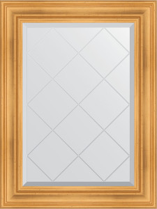 BY 4116 Зеркало с гравировкой в багетной раме - травленое золото 99 mm EVOFORM Exclusive-G