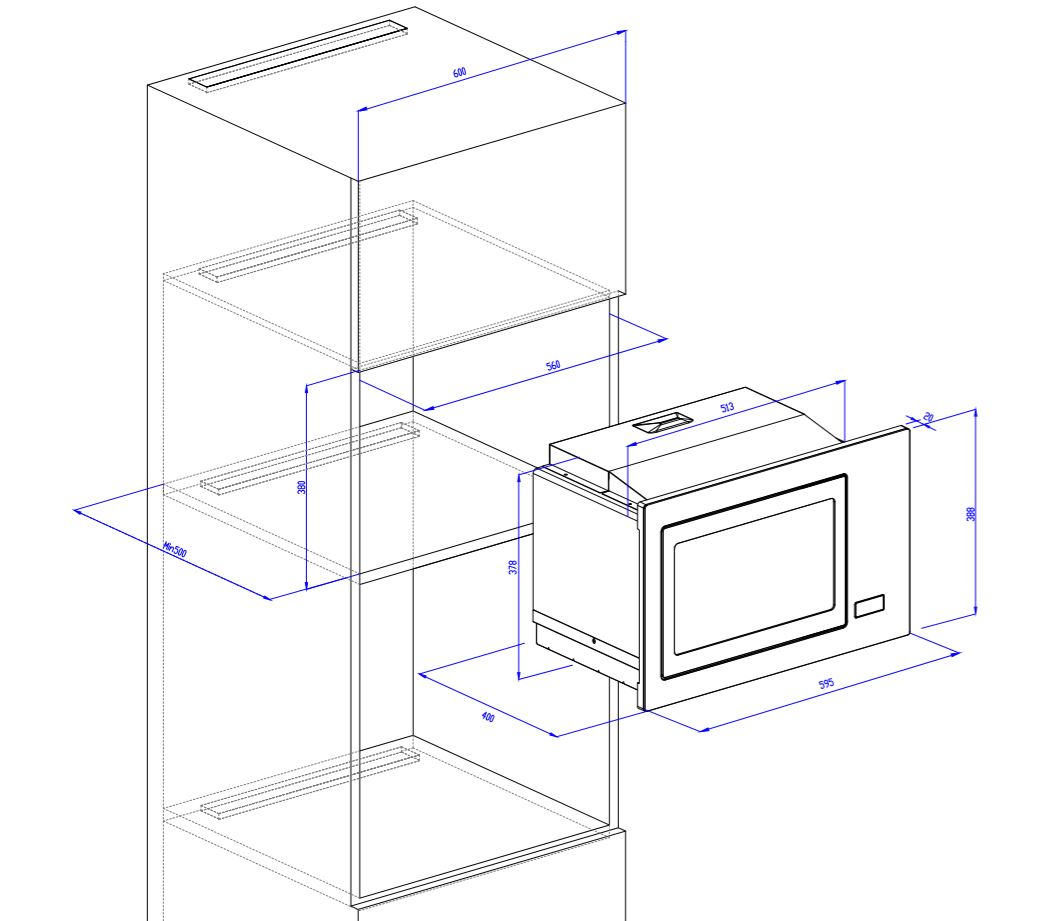 4862743 Встраиваемая микроволновая печь DEXP BLD25BB черный STDN-0066284 - Вид №10