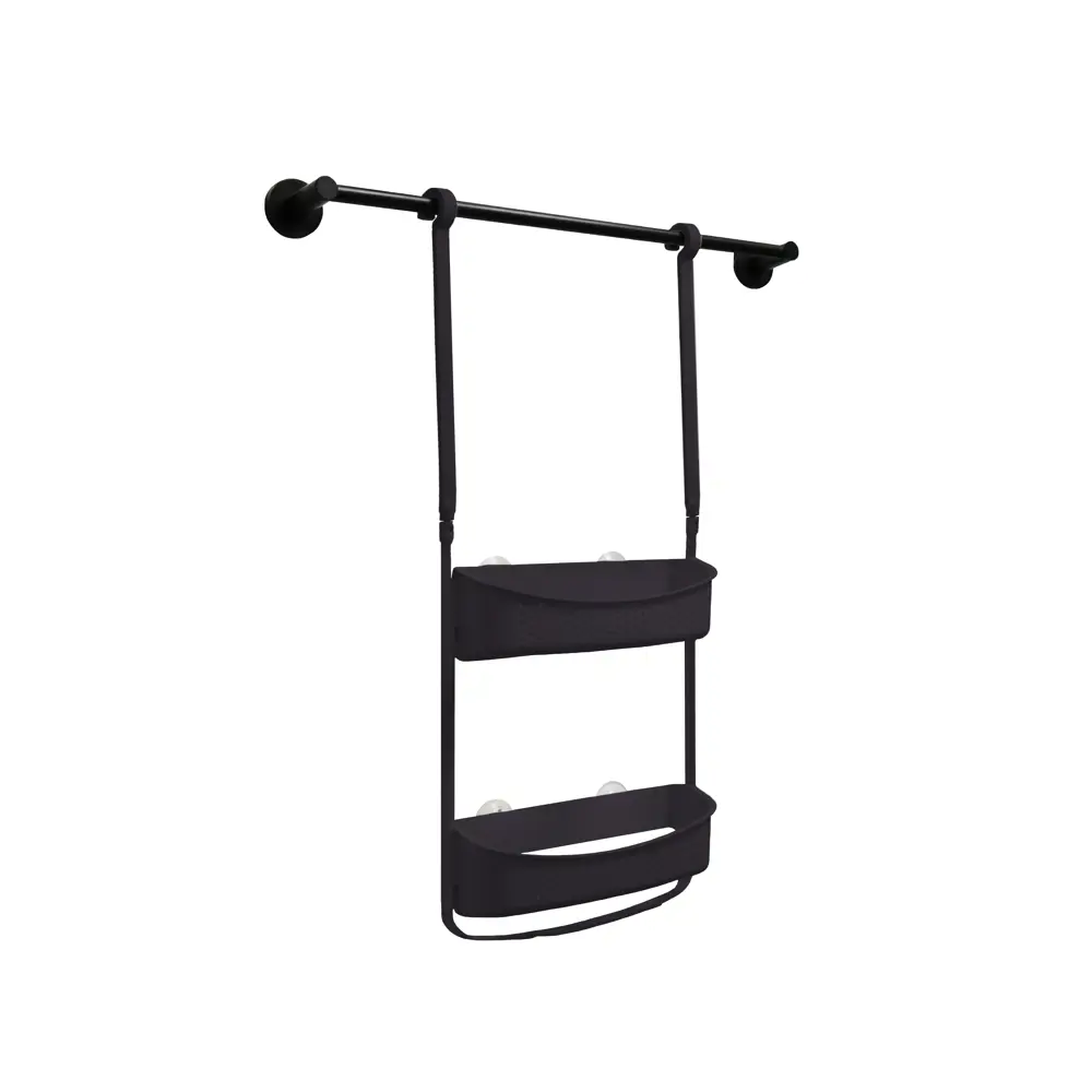 Полка для ванной прямоугольная Raindrops W5682-BL двухъярусная 31 см цвет черный Полка 2-ая STLM-2167095 - Вид №1