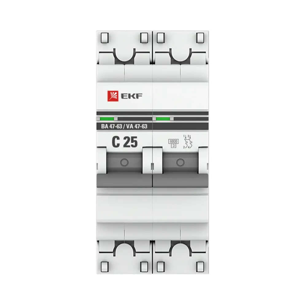 Автоматический выключатель EKF PROxima ВА47-63 2P C25 А 6 кА mcb4763-6-2-25C-pro 82421253 STLM-2206630  - Вид №1