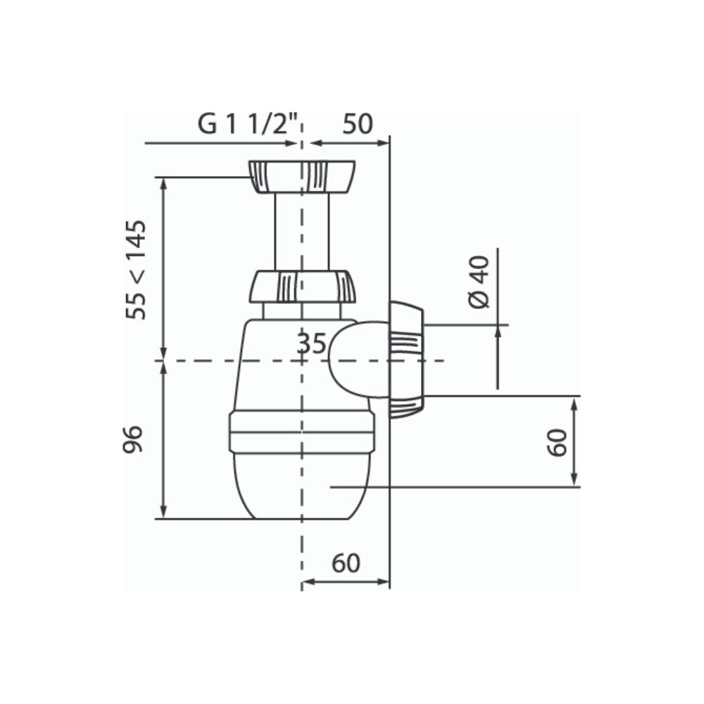 Сифон МИНОР без выпуска 1 ?  х 40 мм (30718023) 30718023 Santreyd  - Вид №2