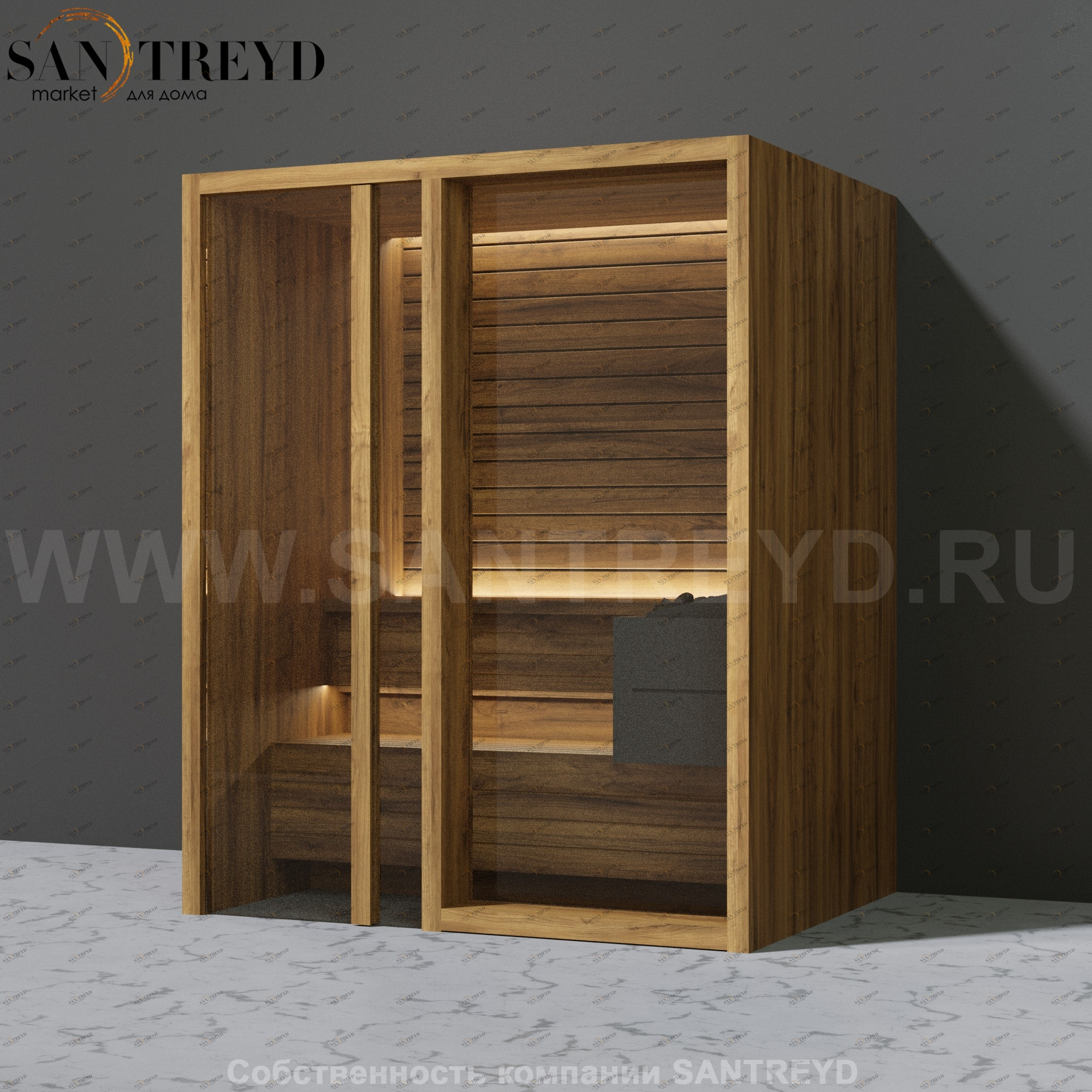 Effegibi YOKU.G45 SA.70300024 Сауна с левой дверью. Мощность: 4,5 кВт макс. Размеры: длина 174 см, ширина 132 см. Отделка: термообработанное дерево SA70300024