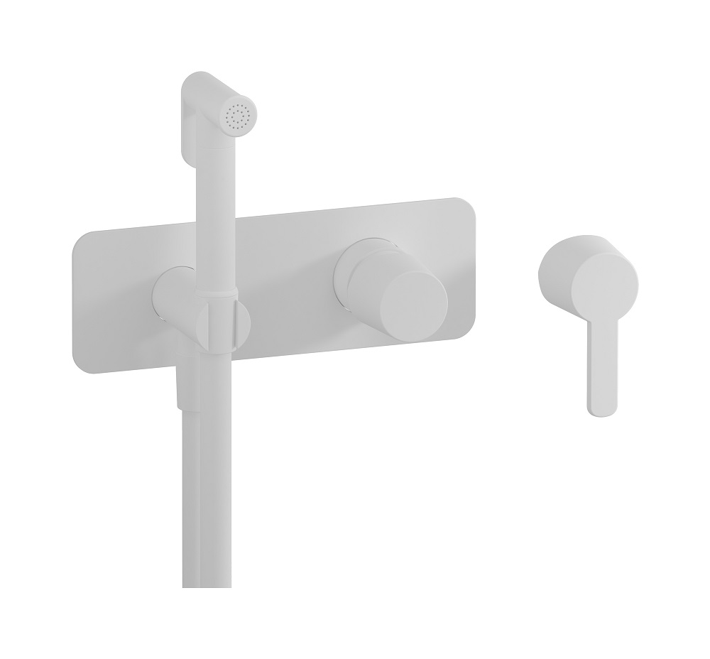 Внешние части гигенического душа со смесителем. WE ARE IB aa392cc Matt White TAAAC