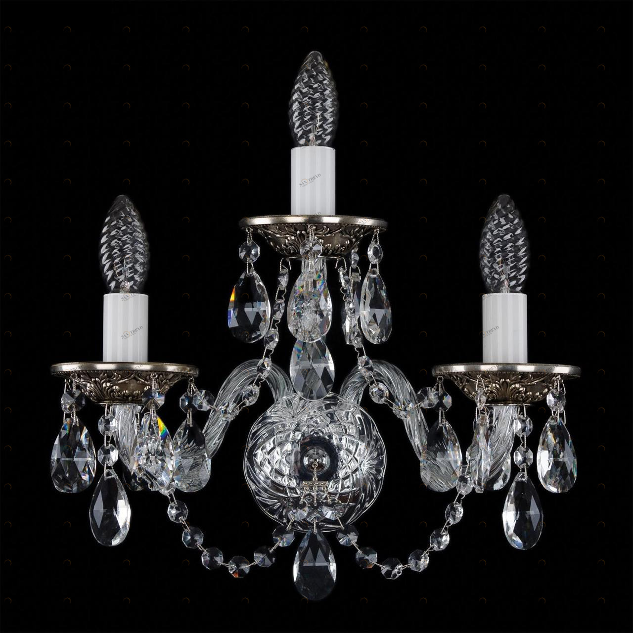 Бра Bohemia Ivele 1610/3/NB BOHEMIA IVELE СВЕЧА 079314 Прозрачный;серебро 