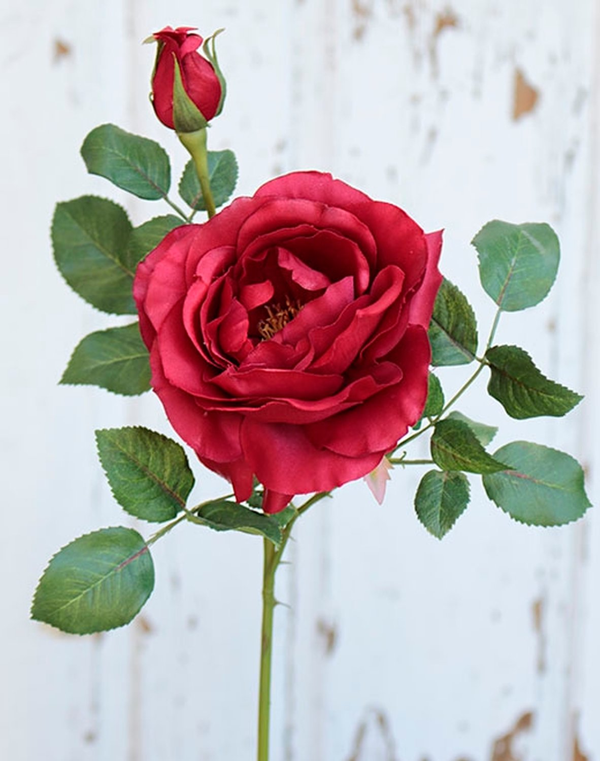 3369 444 a2 Искусственная роза, 1 цветок, 1 бутон, 43 см, красная H-andreas 