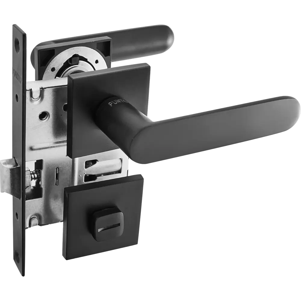 Дверные ручки Punto Porto с запиранием комплект цвет черный STLM-2183824